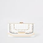 River Island Womens White Stud Embellished Clip Top Purse