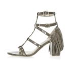 River Island Womens Fringed Strappy Mid Heel Sandals
