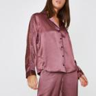 River Island Womens Satin Lace Trim Pajama Shirt