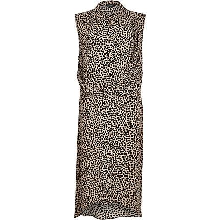 River Island Womens Plus Leopard Print Twist Front Shirt Dress