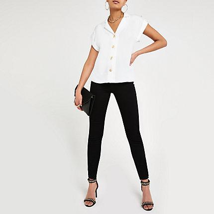 River Island Womens White Short Sleeve Utility Shirt