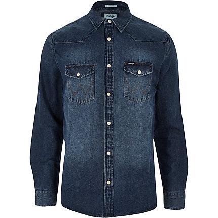 Mens Wrangler Western Denim Shirt
