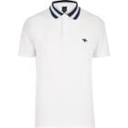 River Island Mens White Stripe Collar Muscle Fit Polo Shirt