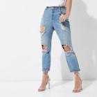 River Island Womens Petite Ashley Ripped Boyfriend Jeans