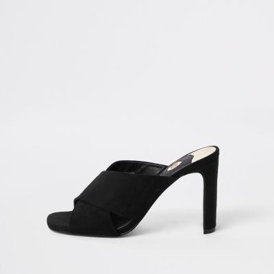 River Island Womens Cross Strap Slim Heel Mule Sandals