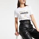 River Island Womens White 'paris' Foil Print T-shirt