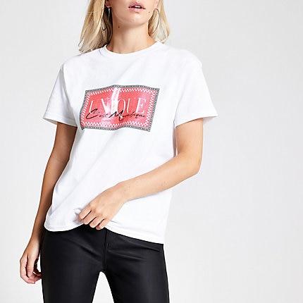 River Island Womens Petite White 'unique C'est Magnifique' Tee