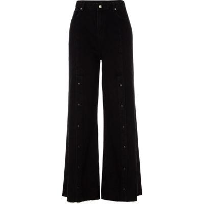 River Island Womens Popper Front Split Wide Leg Jeans