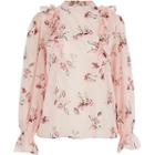 River Island Womens Petite Floral Frill Sleeve Blouse
