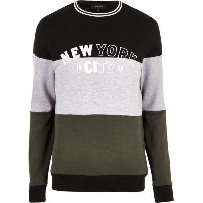 River Island Mens Dark Color Block 'new York' Sweatshirt