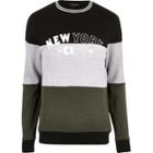 River Island Mens Dark Color Block 'new York' Sweatshirt