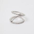 River Island Womens Silver Tone Rhinestone Spiral Ring
