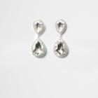 River Island Womens Silver Tone Jewel Teardrop Dangle Earrings