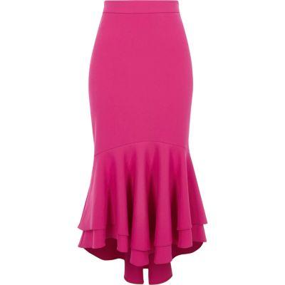 River Island Womens Tiered Frill Fishtail Pencil Skirt