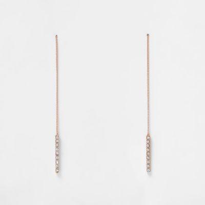 River Island Womens Rose Gold Chain Diamant Drop Earrings