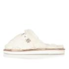 River Island Womens Fluffy Embellished Mule Slippers