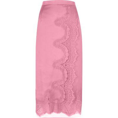 River Island Womens Scalloped Eyelash Lace Midi Wrap Skirt