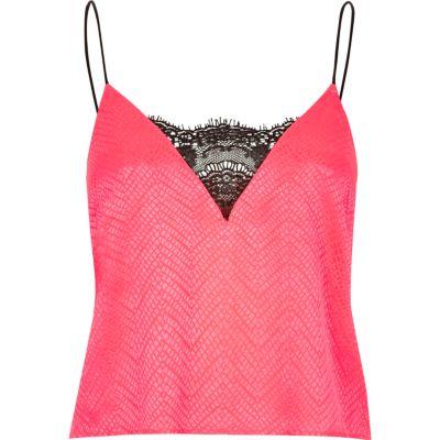 River Island Womens Bright Lace Cami Pajama Top