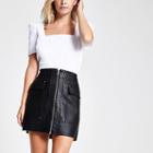 River Island Womens Petite Faux Leather Utility Mini Skirt