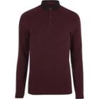 River Island Mens Muscle Fit Long Sleeve Polo Shirt
