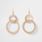 River Island Womens Gold Tone Double Circle Dangle Earrings