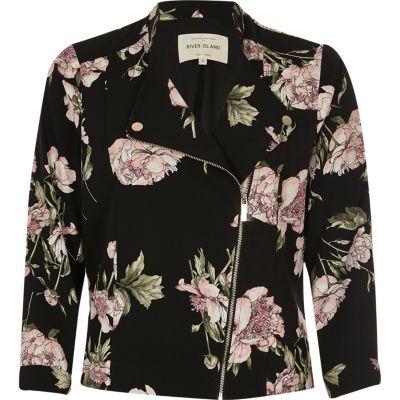 River Island Womens Floral Print Zip Front Biker Jacket