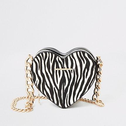 River Island Womens White Zebra Print Heart Shaped Bag