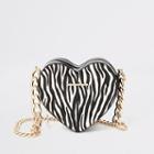 River Island Womens White Zebra Print Heart Shaped Bag