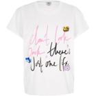 River Island Womens White 'don't Look Back' 3d Flower T-shirt