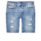 River Island Mens Wash Ripped Skinny Denim Shorts