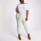 River Island Womens Stripe Tapered Tie Waist Trouser