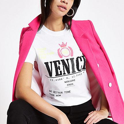 River Island Womens White 'venice' Sequin T-shirt