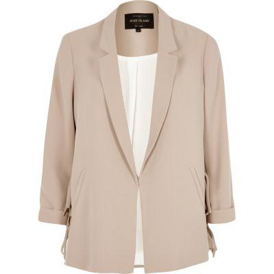 River Island Womens Dark Ruched Sleeve Blazer