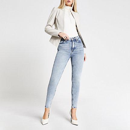 River Island Womens Acid Wash Hailey High Rise Denim Jeans