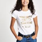 River Island Womens White 'being Unique' Foil Print T-shirt