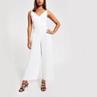 River Island Womens White V Neck And Back Jumpsuit