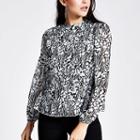 River Island Womens Printed Pleated Long Sleeve Blouse
