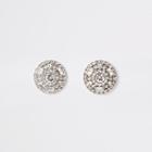 River Island Womens Silver Color Round Rhinestone Stud Earrings