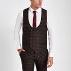 River Island Mens Check Double-breasted Suit Waistcoat