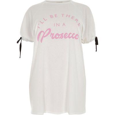 River Island Womens Plus White 'prosecco' Tie Sleeve T-shir