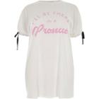 River Island Womens Plus White 'prosecco' Tie Sleeve T-shir