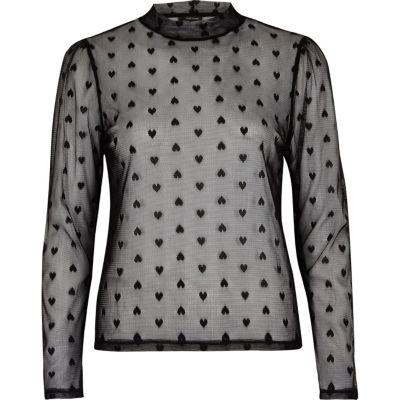 River Island Womens Love Heart Mesh Top