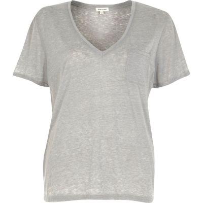 River Island Womens V-neck Burnout T-shirt