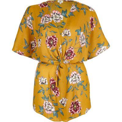 River Island Womens Floral Print Twist Front Top