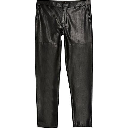 River Island Mens Faux Leather Skinny Trousers