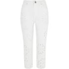 River Island Womens Petite White Bella Cutwork Straight Leg Jeans