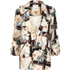 River Island Womens Floral Print Tie Cuff Blazer