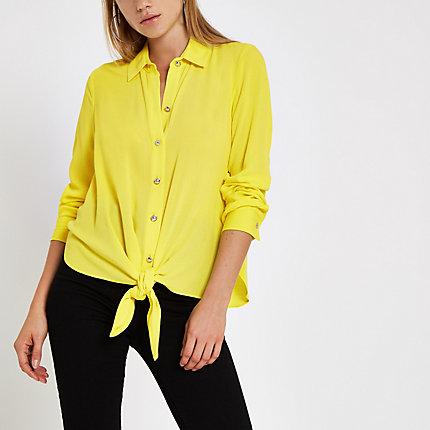 River Island Womens Tie Front Long Sleeve Shirt