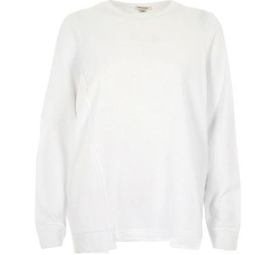 River Island Womens White Deconstructed Hem Sweatshirt
