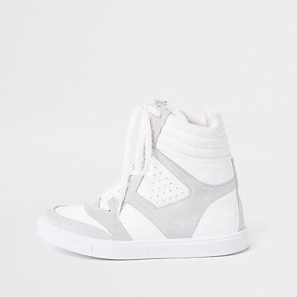 River Island Womens White Hidden Wedge High Top Sneakers